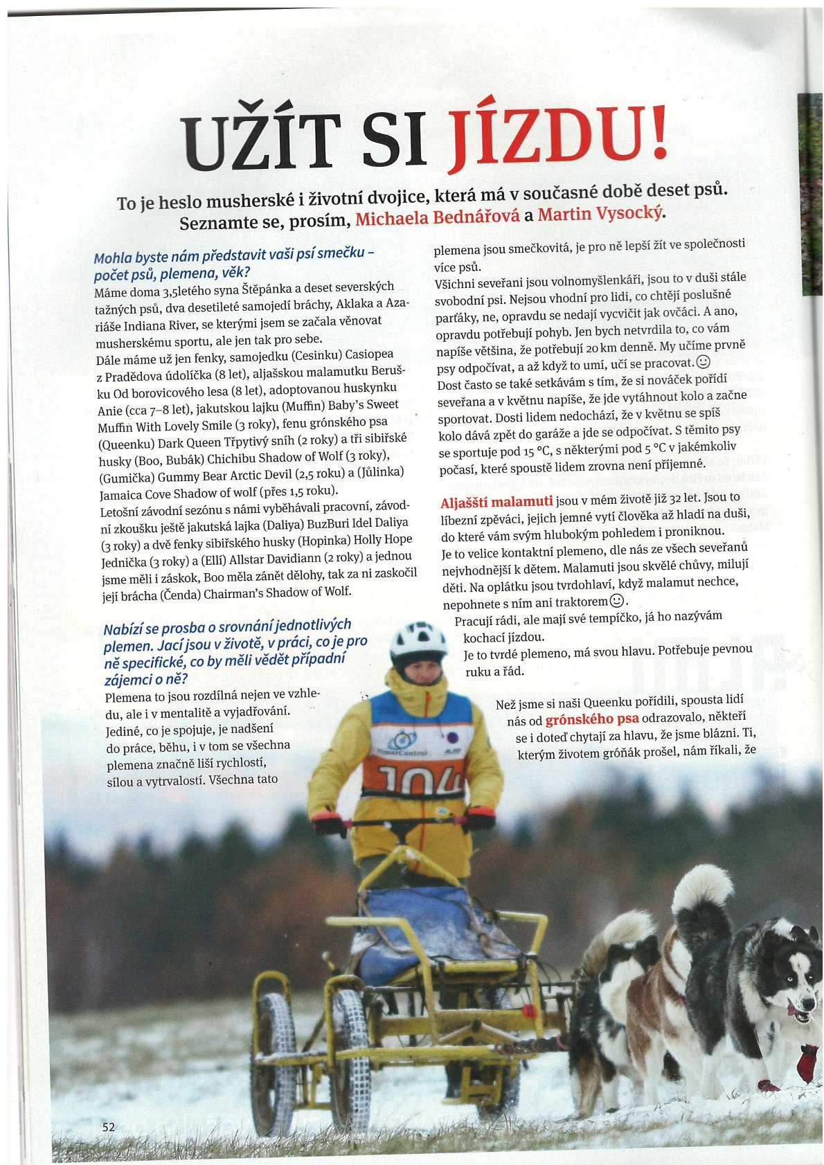 Časopis Pes přítel člověka 2/2024 ROČNÍK 69 ( dolní fotografie přes dvojstranu psí spřežení, majitelé Michaela Bednářová a Martin Vysocký)